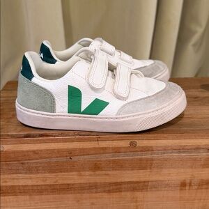 Veja - Kids V-12 Leather Sneakers White Multico Clay Green - Size: 13.5 / EU 31
